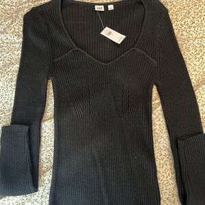 GAP black Ribbed Knit Top